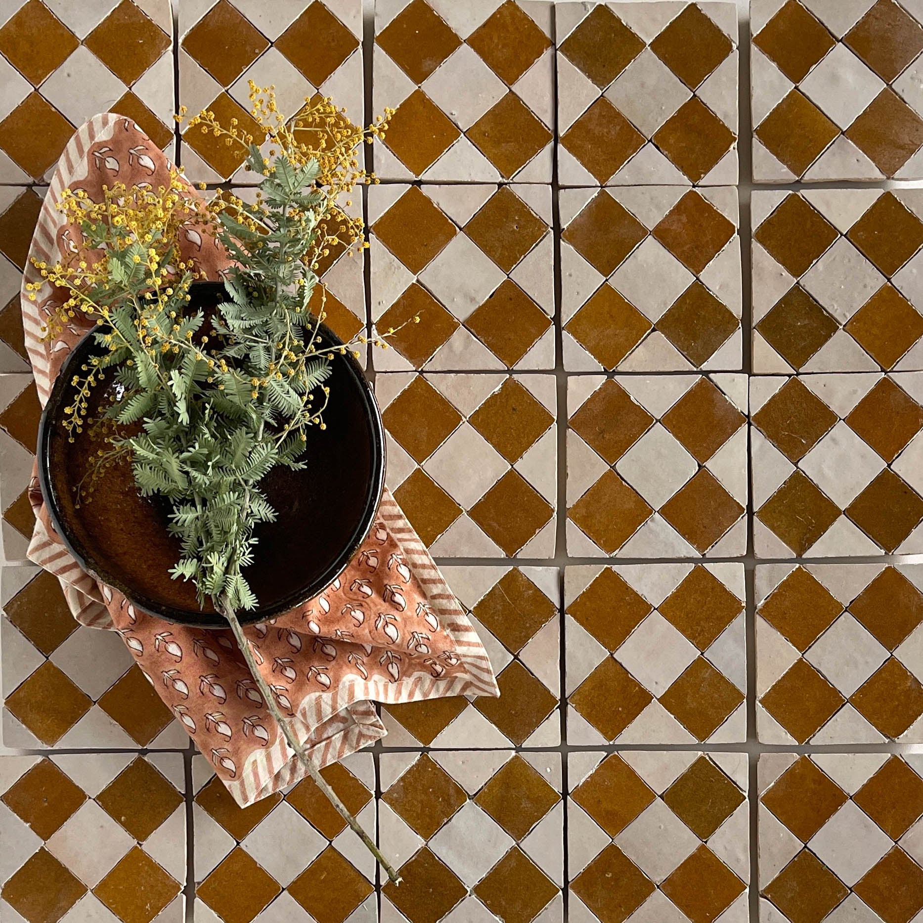 Moroccan Zellige Mosaic EZR0225 Manuka, Oat