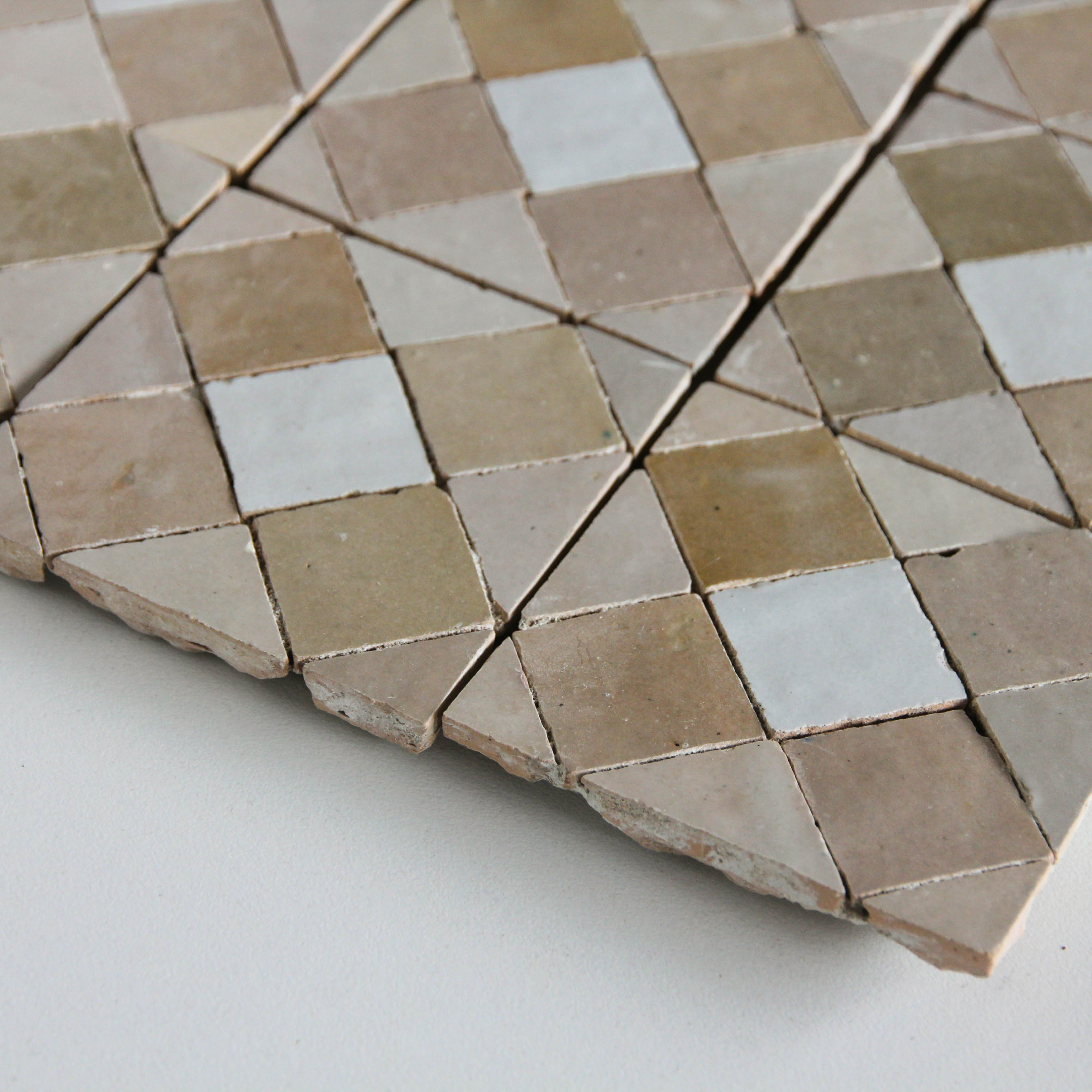 Moroccan Zellige Mosaic EZR0225 Oat, Latte, Snow