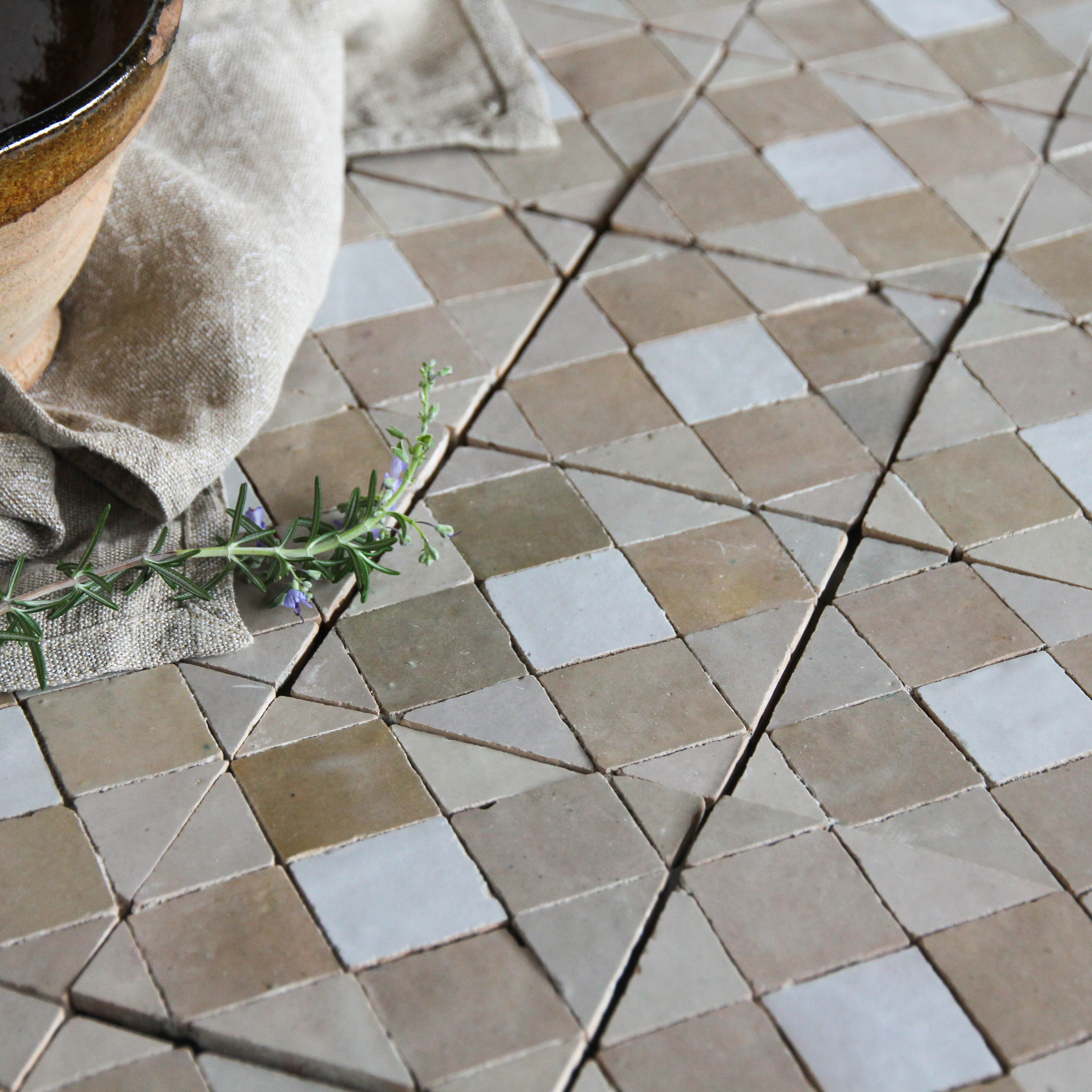 Moroccan Zellige Mosaic EZR0225 Oat, Latte, Snow