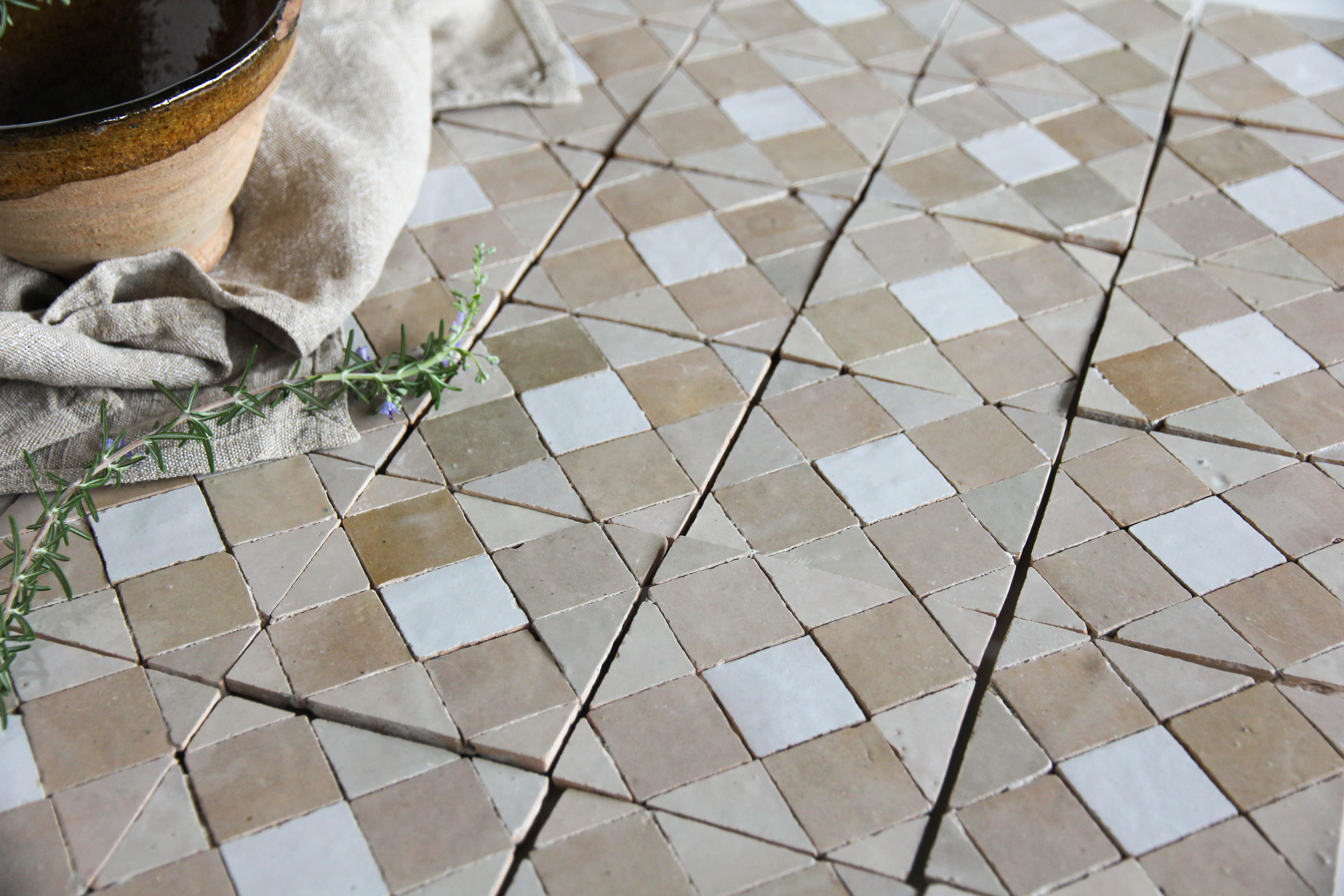 Moroccan Zellige Mosaic EZR0225 Oat, Latte, Snow