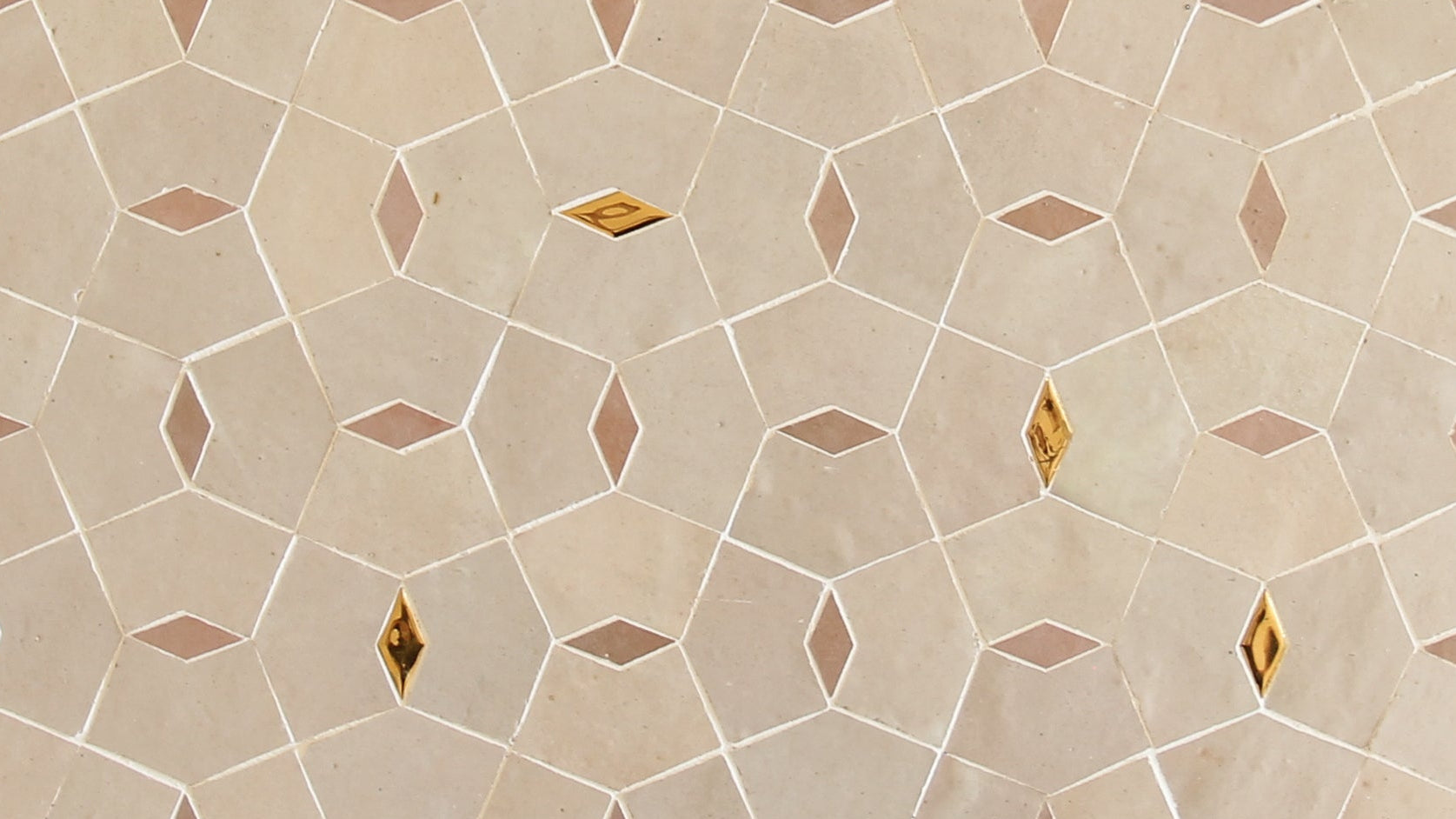 Moroccan Zellige Mosaic EZR0227 - Dust, Moroccan Pink & Oro