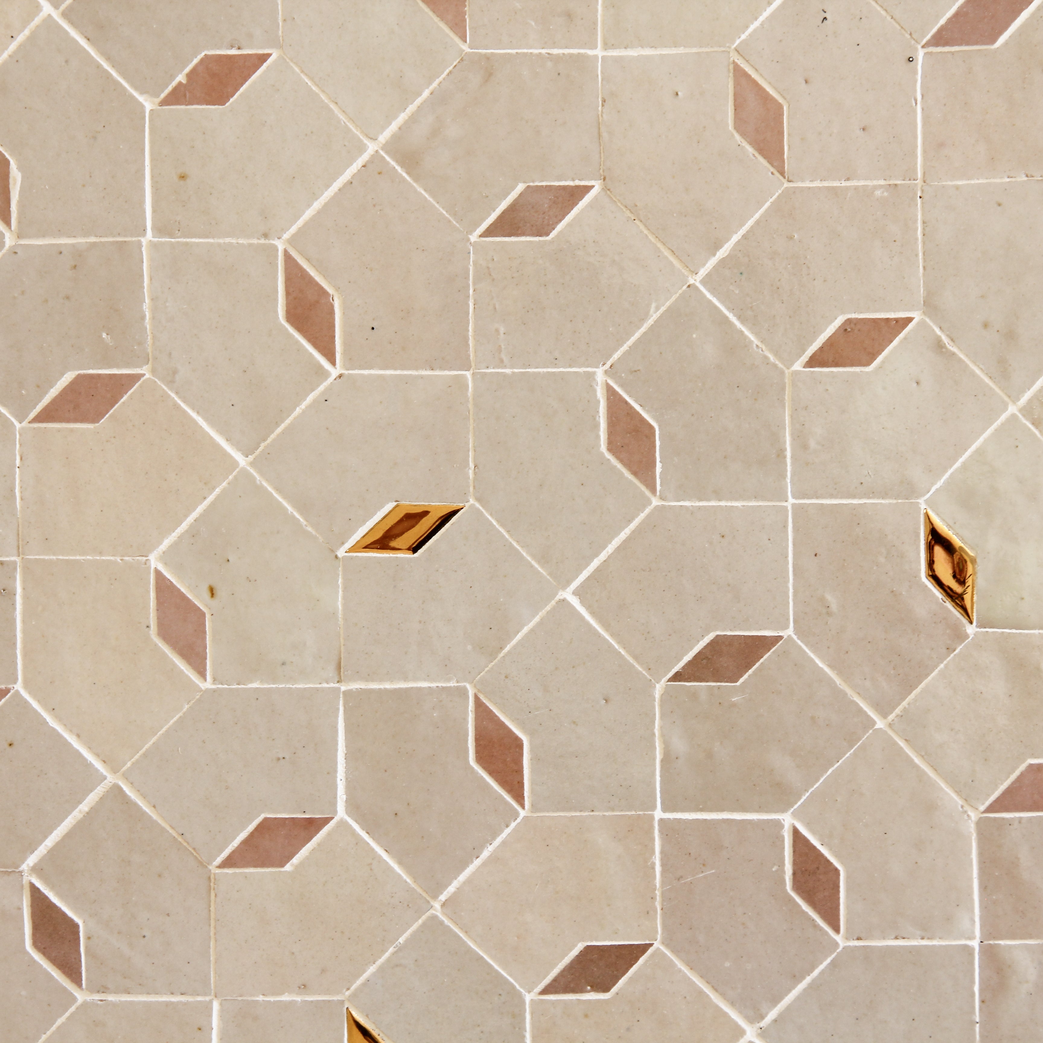 Moroccan Zellige Mosaic EZR0227 - Dust, Moroccan Pink & Oro