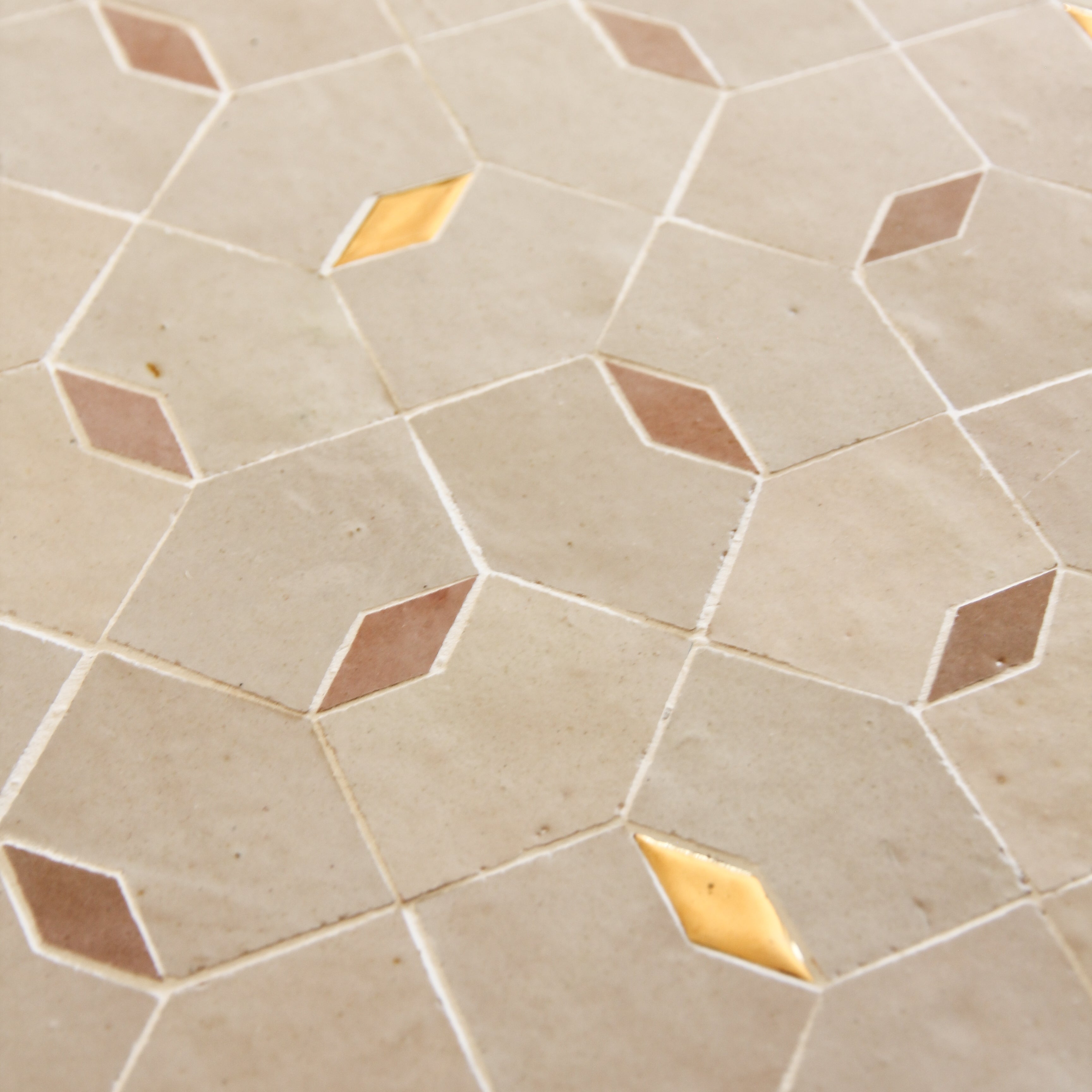 Moroccan Zellige Mosaic EZR0227 - Dust, Moroccan Pink & Oro