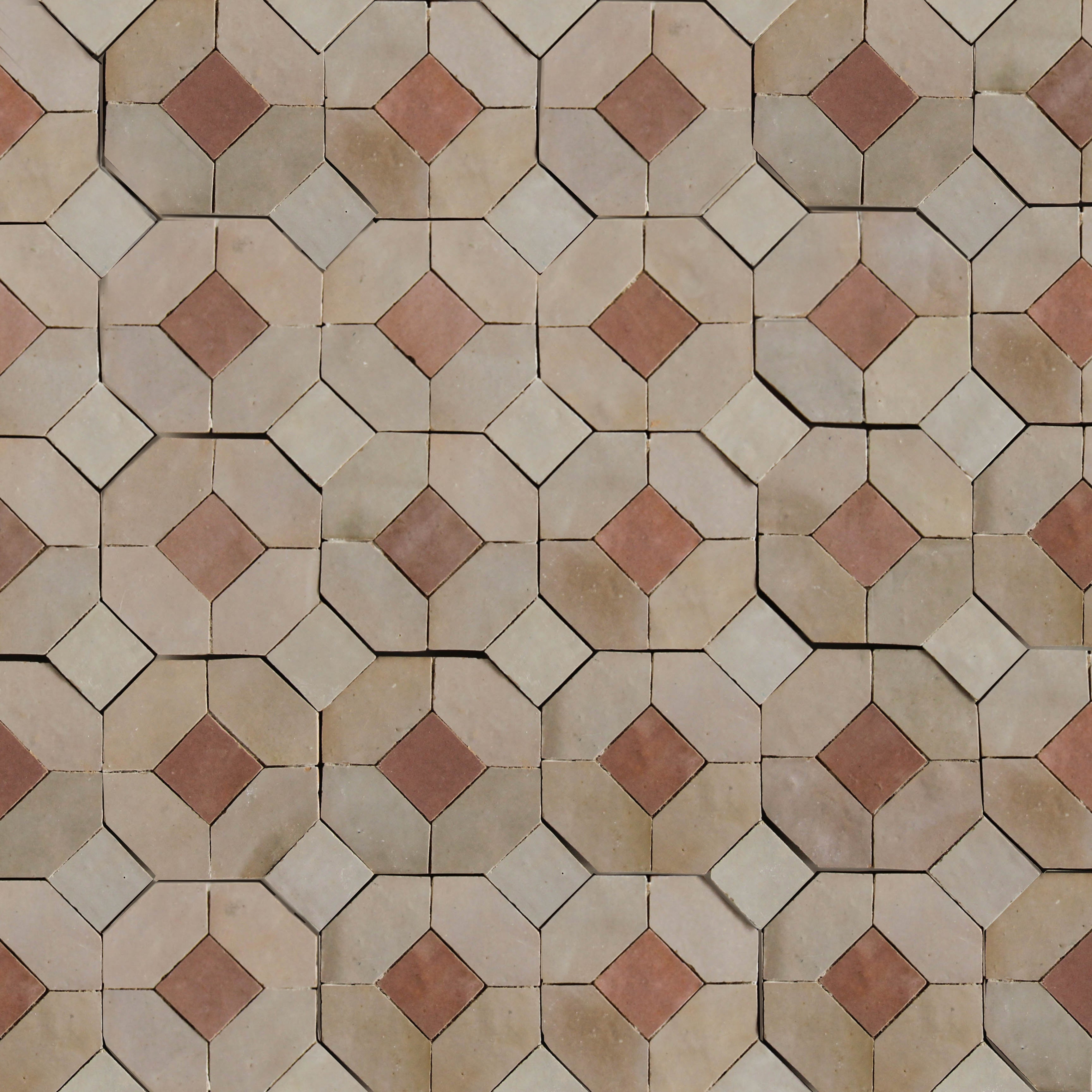 Moroccan Zellige Mosaic EZR0229 - Moroccan Pink, Latte, Dust & Oat