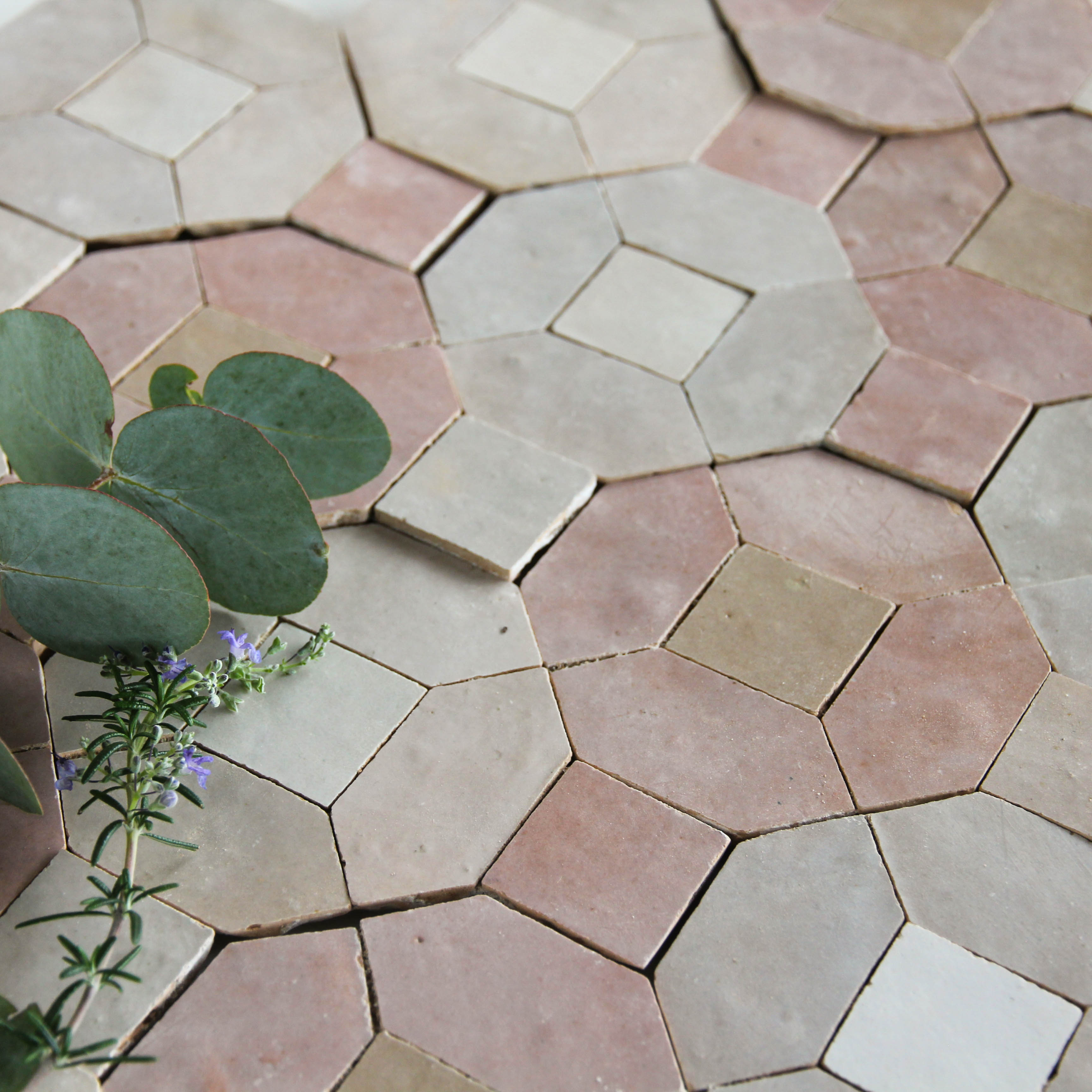 Moroccan Zellige Mosaic EZR0229 - Moroccan Pink, Latte, Dust & Oat