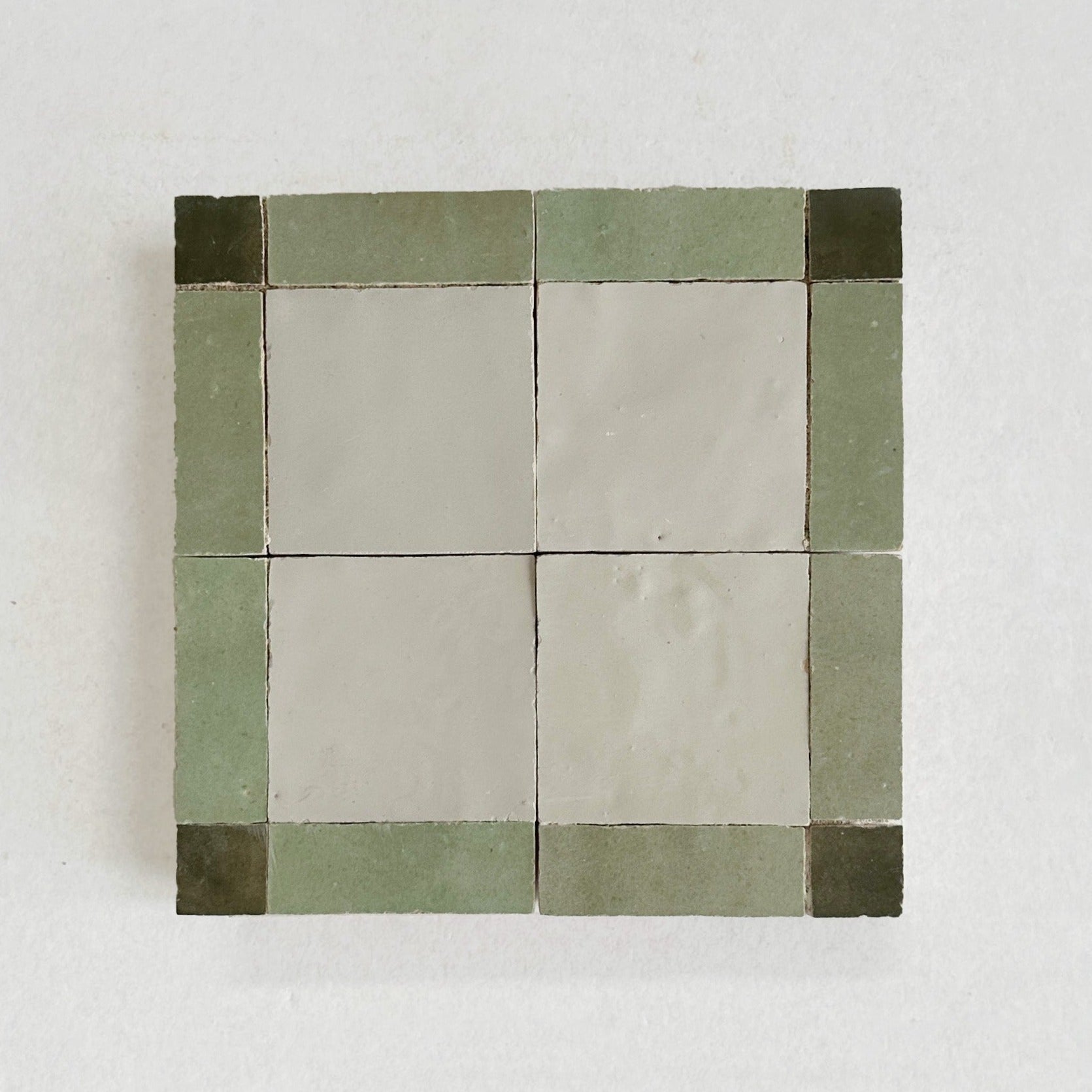 Moroccan Zellige Mosaic EZR0226 Dark Green, Avocado & Chameleon