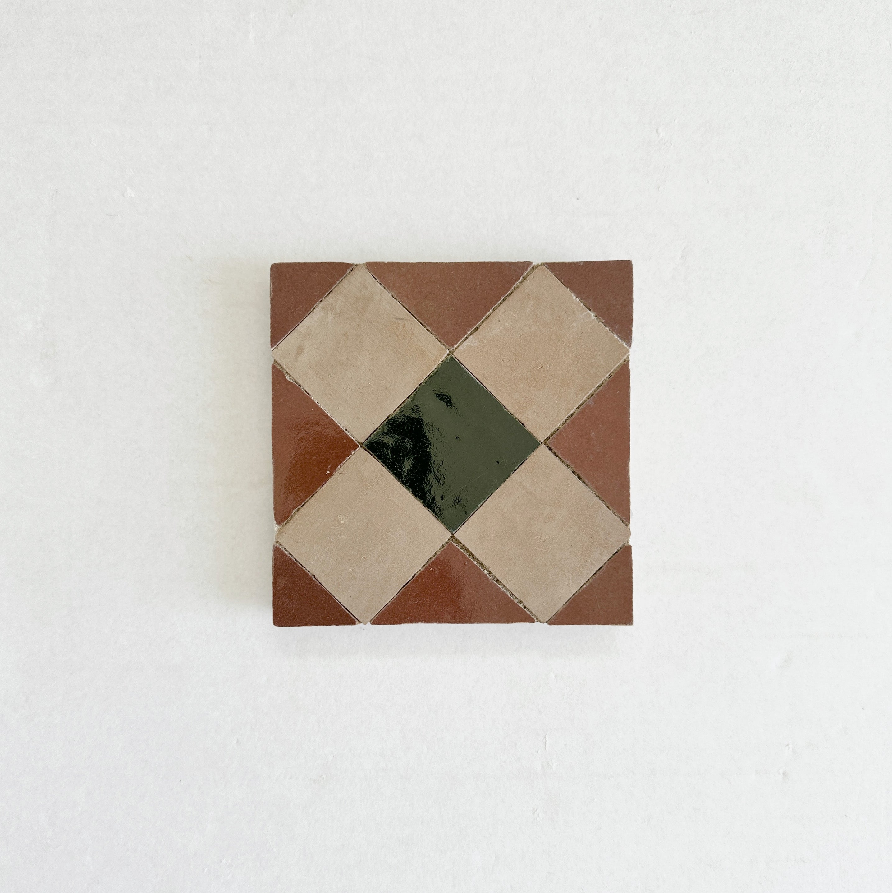 Moroccan Zellige Mosaic EZR0225 Rust, Dark Green, Clay