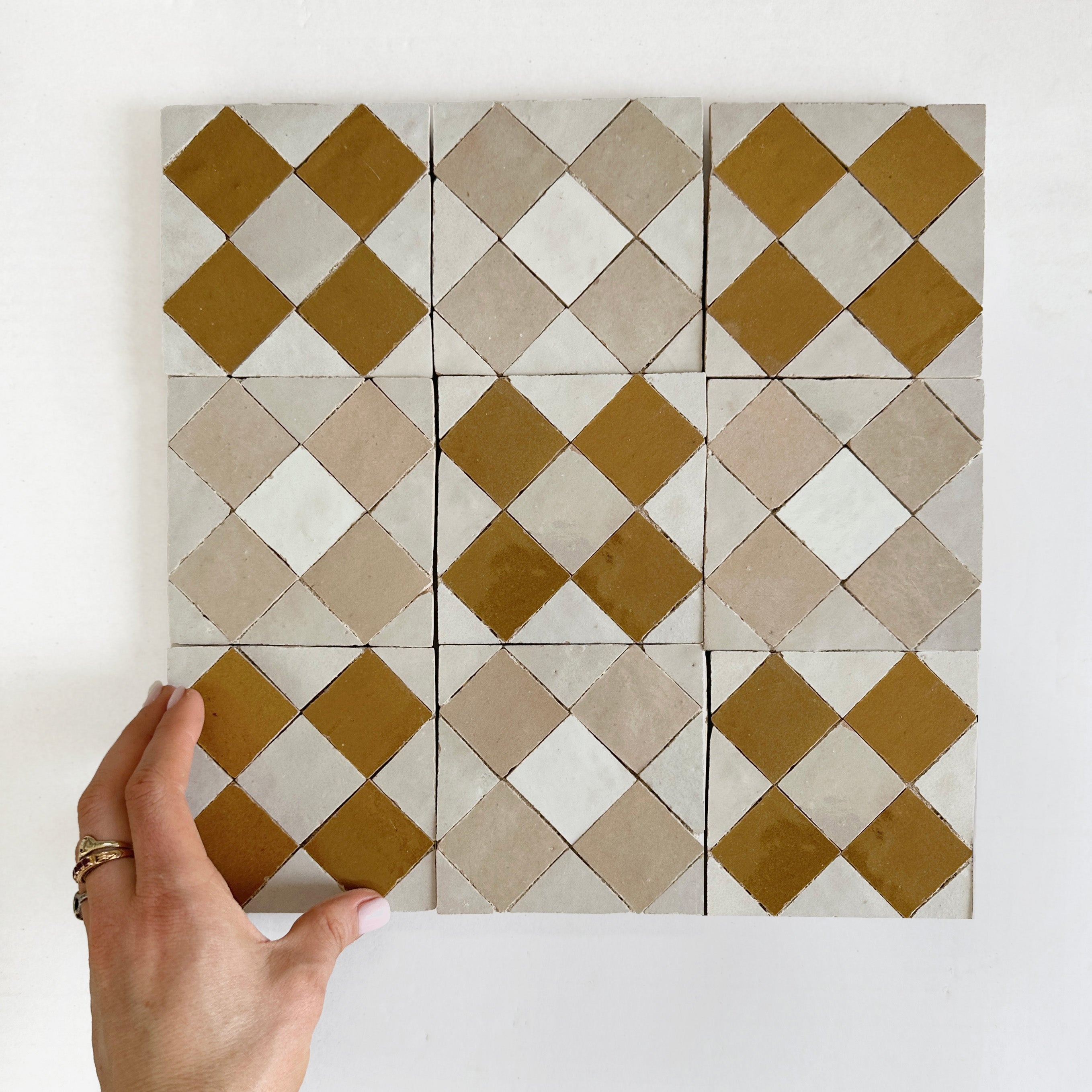 Moroccan Zellige Mosaic EZR0225 Oat, Latte, Snow