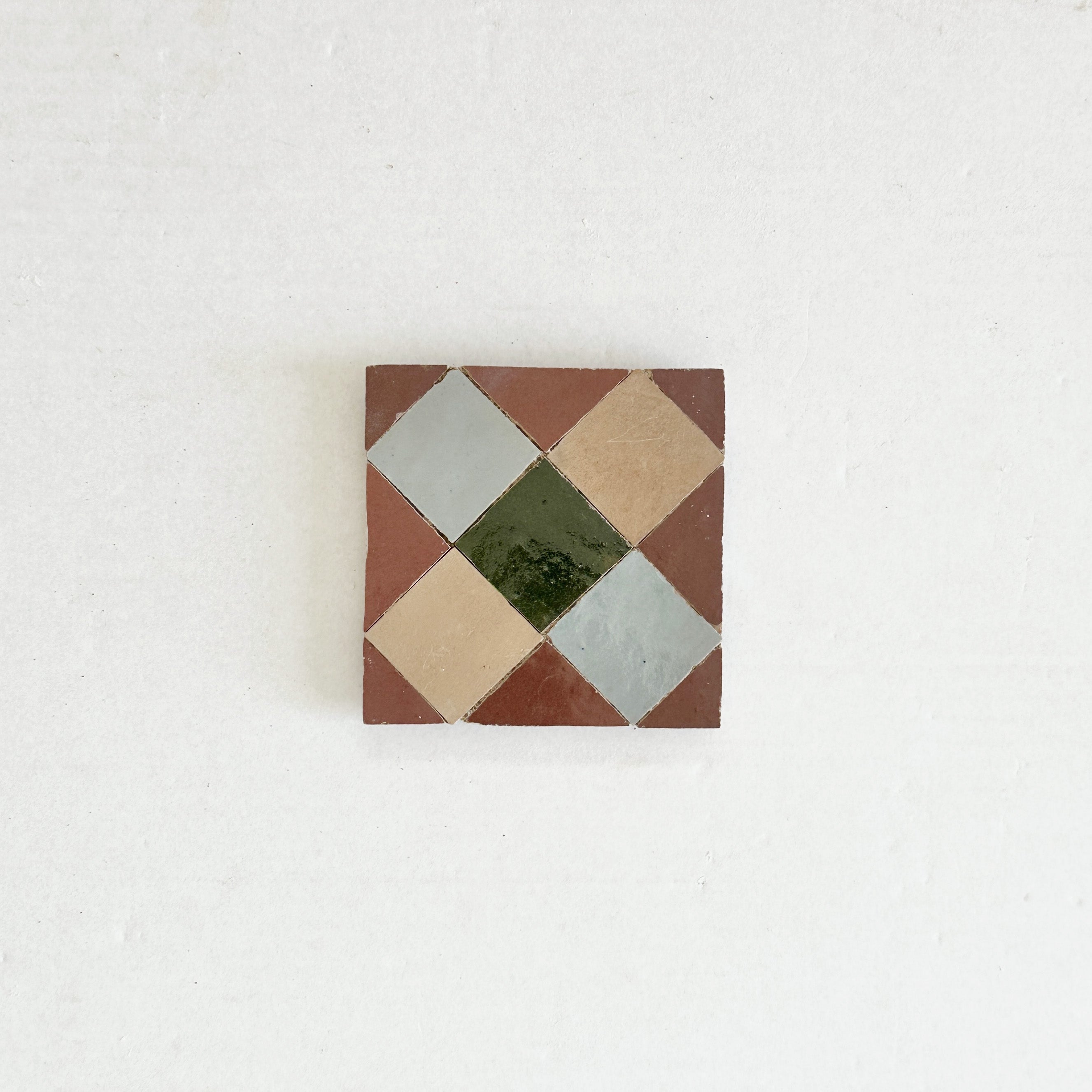 Moroccan Zellige Mosaic EZR0225 Rust, Dark Green, Clay