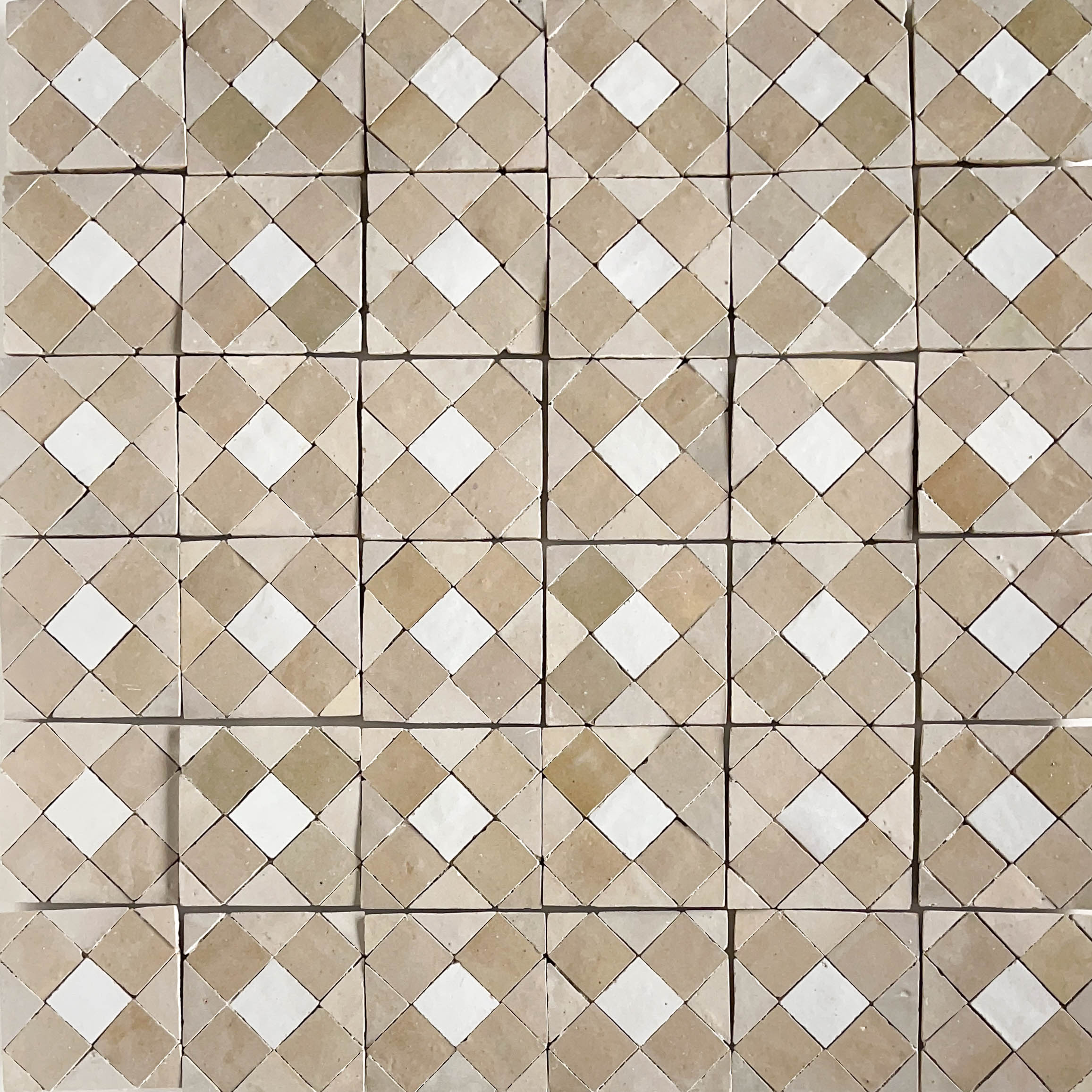 Moroccan Zellige Mosaic EZR0225 Oat, Latte, Snow