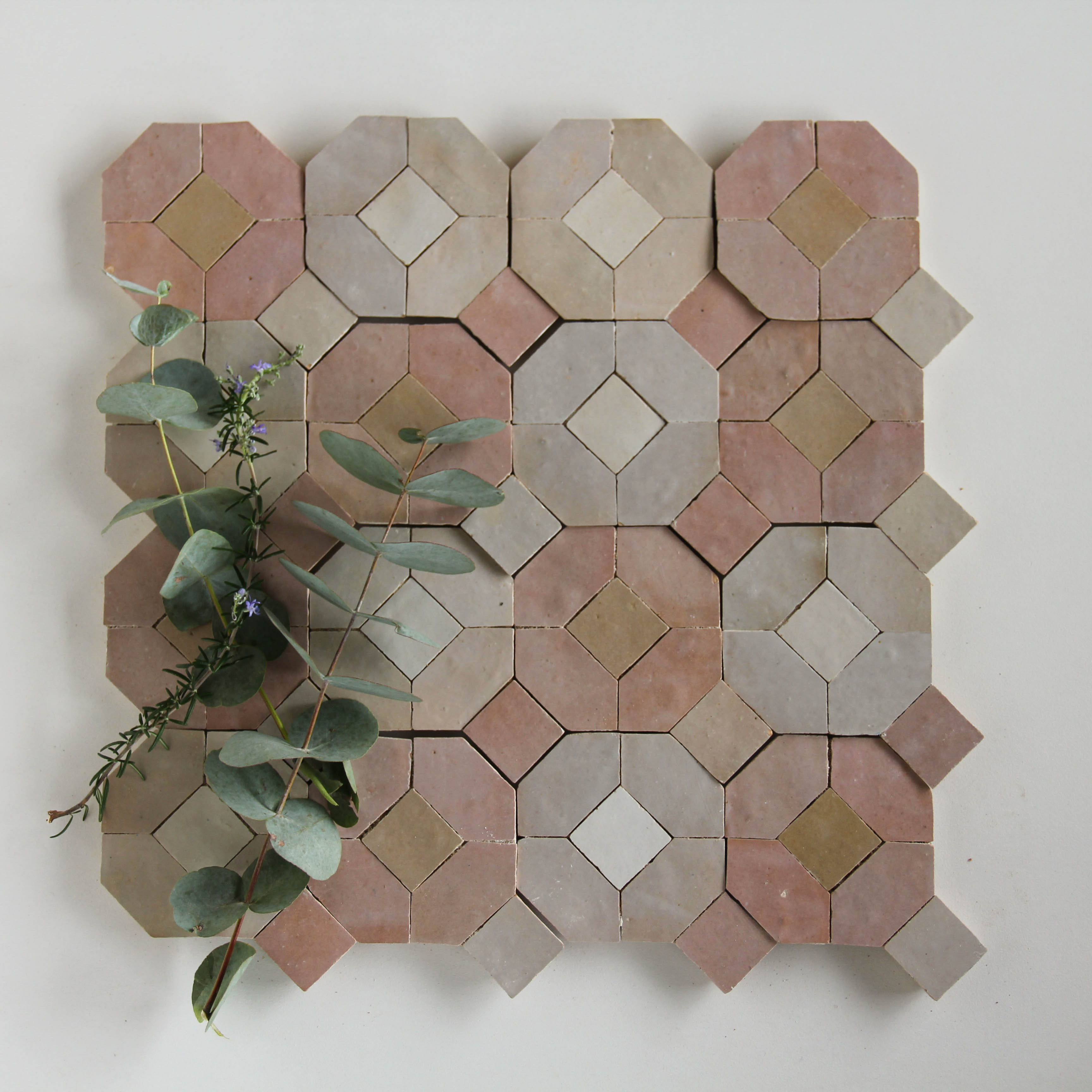 Moroccan Zellige Mosaic EZR0229 - Moroccan Pink, Latte, Dust & Oat