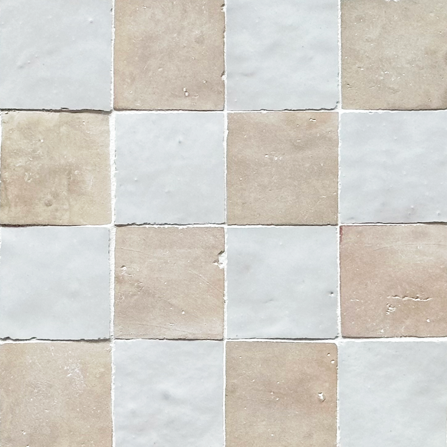Moroccan Zellige Mosaic EZR1505: Snow and Clay