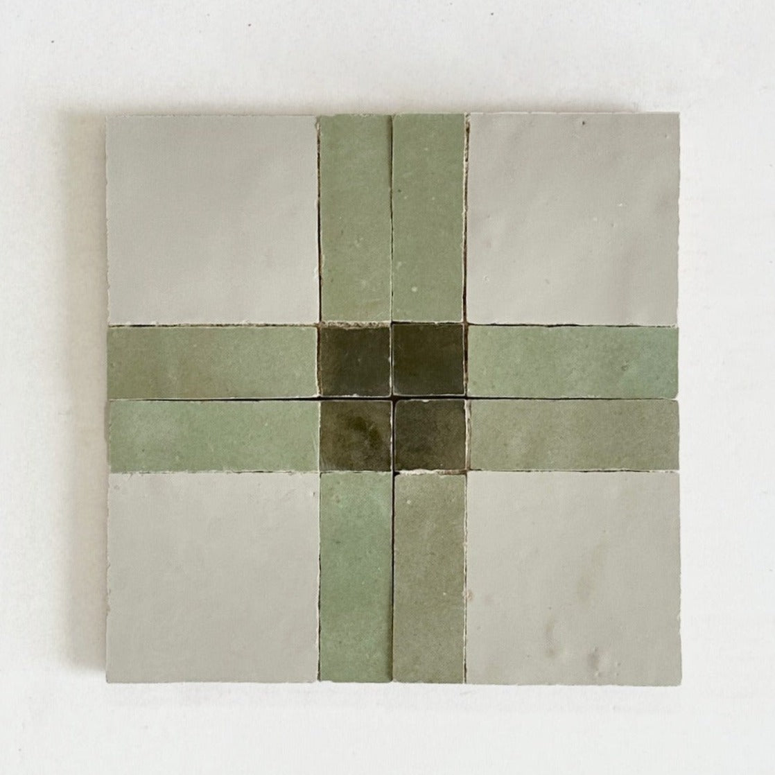 Moroccan Zellige Mosaic EZR0226 Dark Green, Avocado & Chameleon
