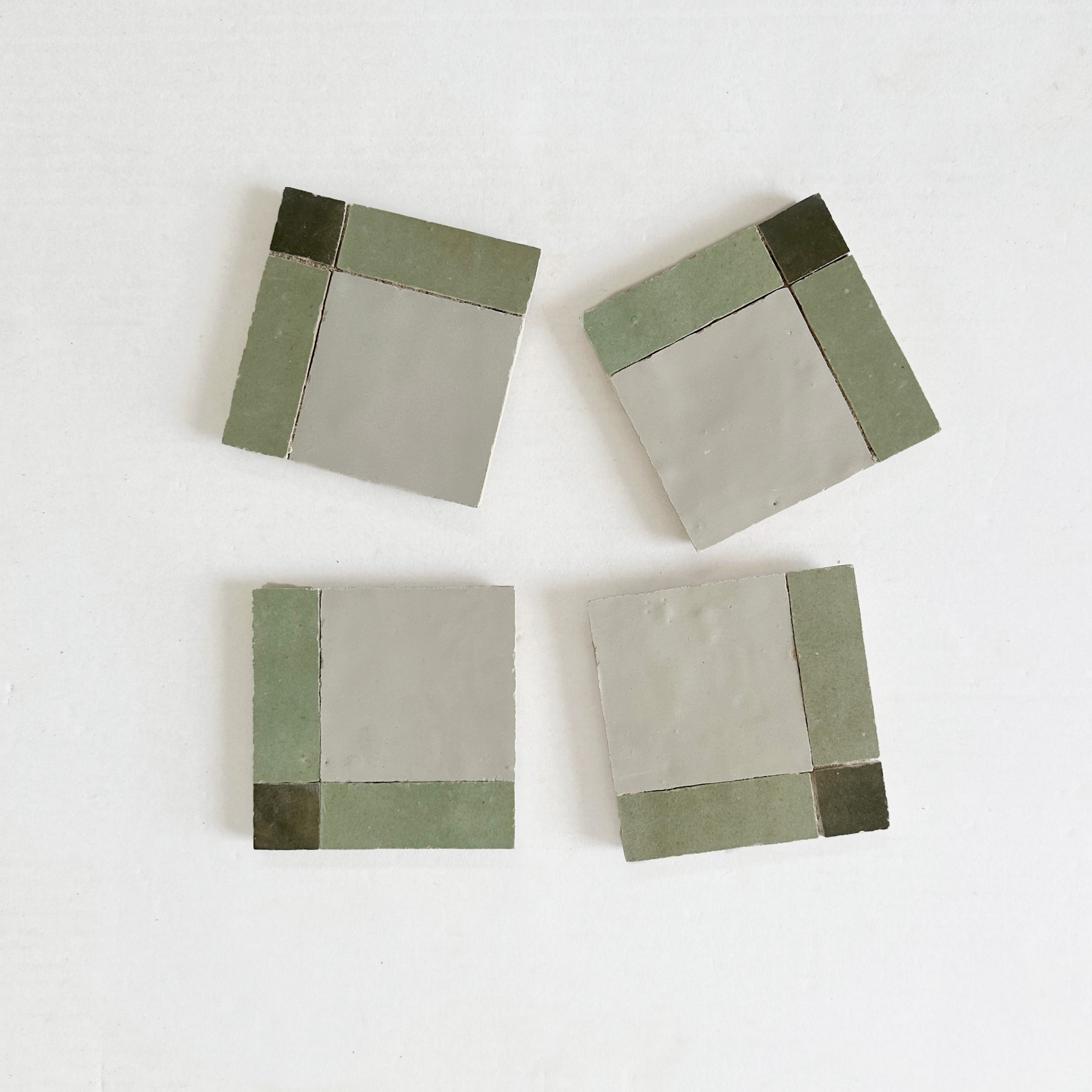 【AfricanSquare】オリーブナチュラルカッティングXL NO.26 Moroccan Zellige Palacio Mosaic Avocado + Dark Green + Chameleon