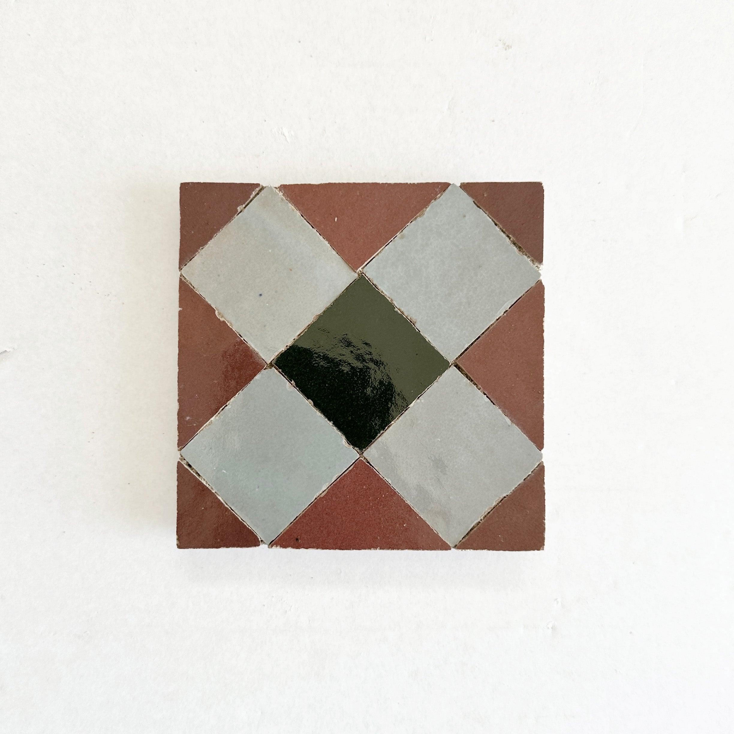 Moroccan Zellige Mosaic EZR0225 Rust, Dark Green, Clay