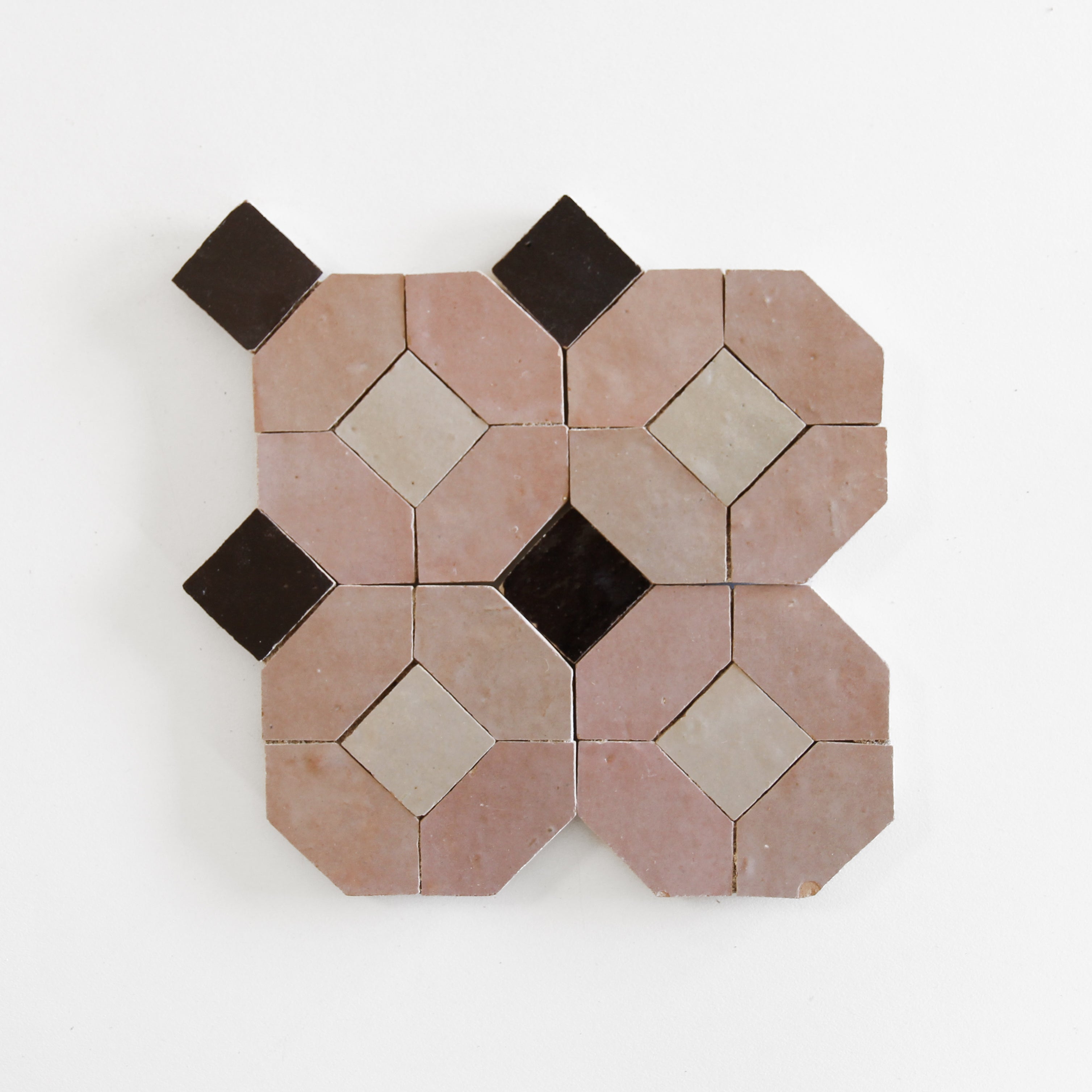 Moroccan Zellige Mosaic EZR0229 - Moroccan Pink, Chocolate, Oat