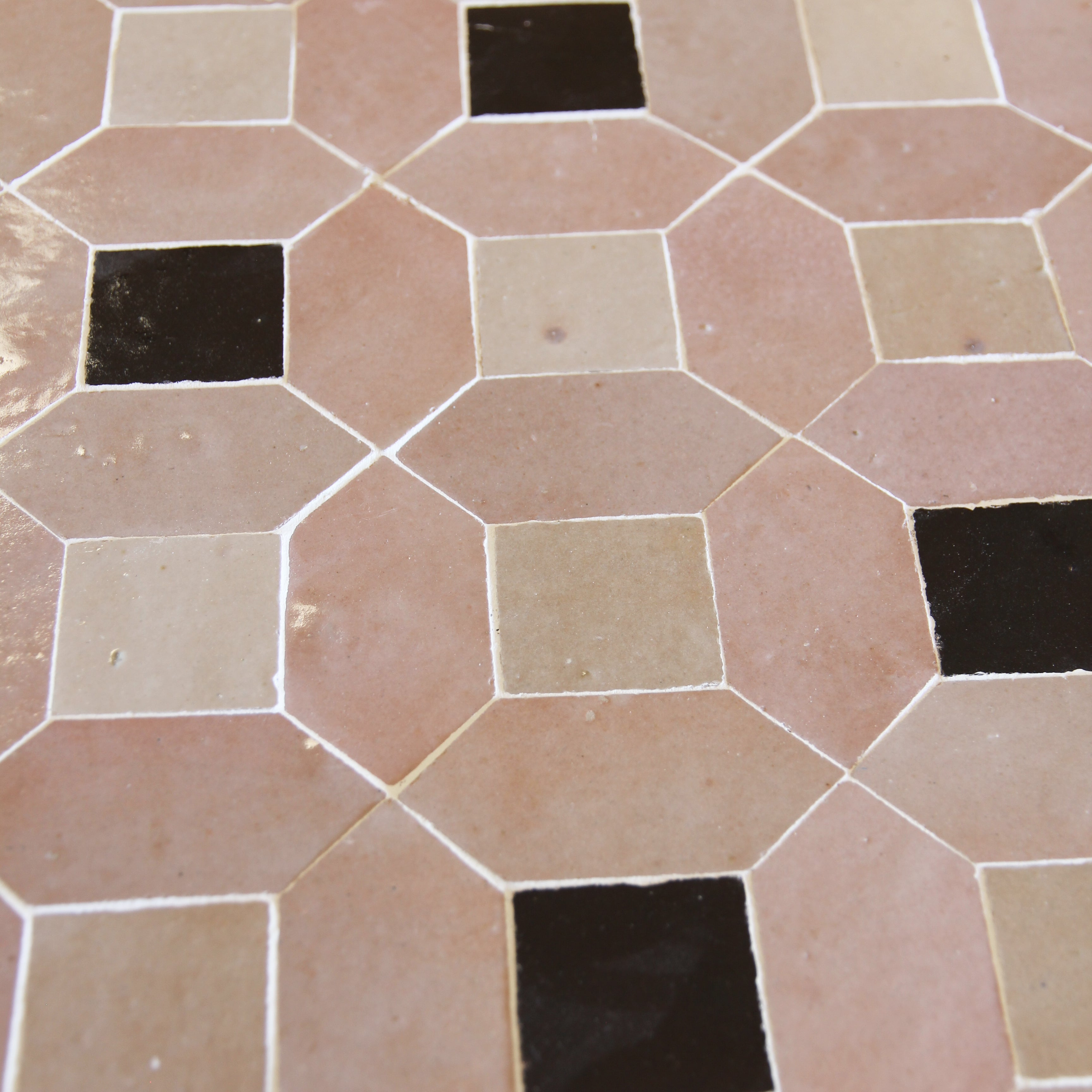 Moroccan Zellige Mosaic EZR0229 - Moroccan Pink, Chocolate, Oat